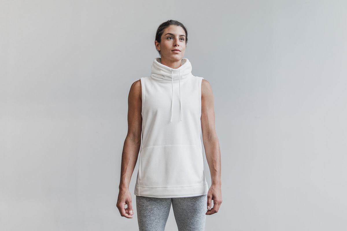 Nobull Arctic Sleeveless Cowl Women's Sweatshirts White | Australia (WA1798)